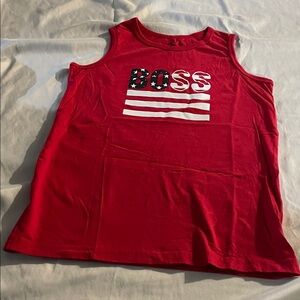Kids Red Sleeveless 'BOSS' Graphic Tank Top